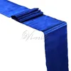 Gratis 10PCS Royal Blue Satin Table Löpare 12 "x 108 '' 'bröllopsfest bankettdekorationer 30cm 275cm 210708