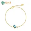 Hot Selling Female London Blue Topaz Armband 925 Sterling Sier Whole Smycken Baguette Ädelsten Armband