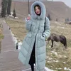 Winter Real Large Natural Fur Hooded Long Down Jacket Women 90% White Duck Coat Loose Thick Warm Snow Outwear 210430