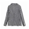 TRAF Women Tops Vintage Houndstooth Double Breasted Blazer Coat Fashion Long Sleeve Frayed Trims Outerwear Chic Plaid Jacket 211122