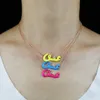 Vente de bijoux de mode mots arabes lettre d'amour coloré arc-en-ciel néon émail Alphabet collier 220217