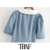 Women Sweet Fashion Patchwork Pleated Denim Dress Vintage Lapel Collar Puff Sleeve Female Dresses Vestidos Mujer 210507