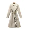 Autunno elegante donna colletto rovesciato maniche lunghe moda trench capispalla con cintura cappotto donna donna A4213 210428