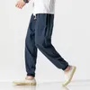 Men's Pants Linen Cotton Streetwear Joggers Men Fashion 2021 Spring Summer Solid Harem Large Size 5XL