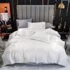 Lyxig konstgjorda Silk Satin Bedding Set Solida Duvet Cover Pillowcases Sängkläder Singel Double Queen King 220x240 Nej Lakan