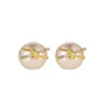 Nodo Croce Orecchini di perle Stud Double Side Wear Crystal Suit Ear Drop Donne 925 Lega d'argento Round Business Orecchino Gioielli europei di moda