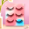 Fałszywe rzęsy Naturalne grube 3d rzęsy Przedłużenie Smukła łodyga Full Strip Beauty Tool Fiber Chemical 3 Pair Fake Eyelashes