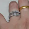 Marca 925 anillos de plata esterlina para mujer Anillo de compromiso de diamantes pavimentados de lujo Joyería de topacio blanco de boda estampada 10kt 2202116988980