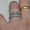 Marca 925 anéis de prata esterlina para mulheres anel de noivado de diamante de pavimentos de luxo Casamento Topázio branco carimbado 10kt 2202113771375