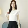 Top en dentelle Femmes Sans manches Tops d'été Style coréen Élégant évider Blouses décontractées Chemises pour dames DF1639 210609