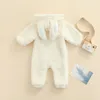 Automne hiver nouveau-né bébé fille vêtements mignon flanelle oreilles de lapin fermeture éclair manches longues chaud barboteuse combinaison tenue vêtements