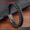 Män Beacelets Natural Volcano Stone Leather Magnetic-CLASP Cowhide flätade trendiga armband Armband Pulsera Ho qylvfo Luckyhat