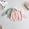 Baby Girls Knitted Hollow Coat Spring Sweet Princess Solid Color Cardigan Sun Proof Air Conditioning Shirt Long Sleeve 210429