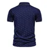 Men's Polos 2021 Summer Fashion Casual Boat Anchor Print Lapel Slim Shape Business Short Sleeve Shirt