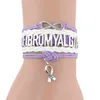 Infinity Hope Charms Fibromyalgia Женщины Браслет Стеки Кожаные Брайдер Веревочные Браслеты Браслеты Для Женщин Мужчины Ювелирные Изделия