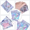 100 sztuk Lot Resealable Wachny Worki Aluminium Folia Zipper Wouch Torba Holograficzna Opakowanie do przechowywania przekąsek żywności