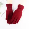 Fem fingrar handskar Autumn Winter Imitation Lamb Velvet Solid Women Red Purple Khaki Outdoor Riding Walking Warmth Fingle handled