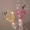 Globo luminoso LED Ramo de rosas Burbuja transparente Rosa Lirio de girasol con palo LED Bobo Ball Regalo del día de San Valentín Decoración del banquete de boda G50KUVA