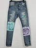 nieuwe aankomst heren designer jeans donkerzwarte borstel verf vouw mode heren jeans slanke motorfiets biker hiphop broek topkwaliteit maat 2840