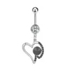 14g Zircon Heart Belly Knapp Ring Dangle Skull Navel Piercing Smycken Rostfritt Stål Barbell För Kvinnor