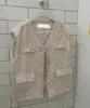 Sommar retro Tweed V-hals singelbröst Casual Vest Cardigan Korea Ladies Fashion Ärmlös Chic Top 210518