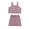 Autumn Arrival Girls Fashion Princess Tweed 2 Piece Suit Vest+skirt Kids Sets Girl Clothes 210528