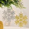 4 stks / set Kerst opknoping decoraties glitter sneeuwvlok xmas boom hanger ornamenten voor nieuwjaar bruiloft xbjk2107