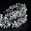 Мода невеста Crown Wedding Tiaras с цирконом Женщины Аксессуары для волос Ювелирные Изделия Перл головной убор Мягкие роскошные Барьерки для волос Hairband X0625