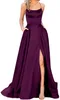 Burgundy Bridesmaid Dresses Backless Candy Color Long Beach Wedding Party Guest Dress Formal Gowns Evening Birthday Graduation Pockets Elastic Satin Like Silk