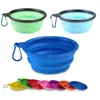 Hundenäpfe Silikon Pet Folding Bowl Einziehbare Utensilien Bowl Puppy Trinkbrunnen Tragbare Outdoor Travel Bowl Karabiner ZC160