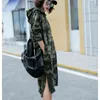Autumn Basic Hooded Dress Sweatshirts Women Korean Fashion Camouflage Hoodies New Long Outwear Plus Size Split Casual Pullovers G1214