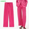 Za 2021 różowy szeroki spodnie nogi kobiety wysoka talia luźne spodnie kobieta lato Y2K Baggy spodnie garnitury casual streetwear kobiety spodnie q0801