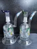 Dikke beker onderste recycler bong glazen pijp olie brander dubbelehoneycomb perc arm perc waterleiding olie brander 18.8mm gewricht