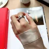 Geometric Opening Irregular Wide Ring Europe Handmade Concave Convex Rock Adjustable Metal Rings For Women Jewelry Gold/Silver