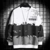 Erkek Hoodies Harajuku Moda Hip-Hop Tarzı Streetwear Erkekler Tişörtü Rahat Trendy Gevşek Üst Yuvarlak Boyun Erkek Giysileri 210813