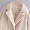 Cappotto di lana invernale caldo solido Elegante colletto rovesciato da donna Manica lunga Outwear s Chi femminile spesso 210515