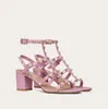 Летняя женская обувь роскошные дизайнерские сандалии изысканные моды с открытыми пальцами кожаные заклепки