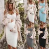 Kobiety Sukienki Bez Rękawów Maternity Plus Size O-Neck Sexy Bandaż Ciąża Sukienka Solidna Kamizelka Paski Casual