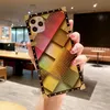 Luxury laser Square Geometric Lattice Phone Cases For iphone 11 12 pro SE XS MAX XR X 6 7 8 Plus Vintage Soft Cover case