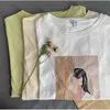 Toppie Art Abstract Stampa T-shirt Estate Top Pantaloncini Manica Slim T-shirt Donna Casual Tee 210722