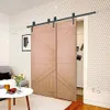 Single Track Bypass Sliding Barn Door Hardware Kit for Double Doors Low Ceiling Easy Mount Heavy