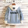 Women's Jackets Japan Anime Totoro Denim Jeans Jacket Print Women Sweatshirt Spring Kawaii Hoodie Holes Harajuku Hooded Long Sleeve Coats