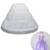 Vita barn Petticoat A-Line 3 Hoops One Layer Kids Crinoline Lace Trim Flower Girl Dress Underskirt Elastic Midje Drawstring