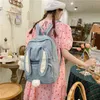 Kawaii Bunny Backpack Japão White High School Girl School Bag 3D Rabbit Tail Bag de grande capacidade Bolsa feminina à prova d'água Mochila Y235B