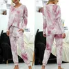 Vrije tijd Dames Outdoor Activiteit Tie-Dye Pak Familie Gedrukt Sport Pyjama Holiday Herfst Lente Zomer 2 Stuk Sets 210508