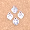 102st Antik Silver Bronze Plated Heart Love My Dog Charms Pendant DIY Halsband Armband Bangle Fynd 13 * 10mm