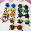 Óculos de sol clássicos meninas espelhos coloridos infantil infloco solar copos de metal molduras crianças viagens compras óculos 9 cores