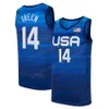 Équipe nationale Basketball Jersey Summer 7 Blue Kevin Durant 15 Devin Booker 6 Damian Lillard 10 Jayson Tatum 5 Zach Lavine Khris Middleton