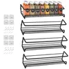 4PCS Väggmonterad Spice Rack Kökskåp Carbon Stål Krydda Förvaring Hylla Condiment Pepper Bottle Container Rack 211215