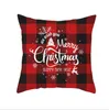 Christmas Pillow Covers Red Plaid Elk Throw Pillow Case Square Sofa Pillowcase Plaid Printing Couch Cushion Cover Christmas Decor3406797